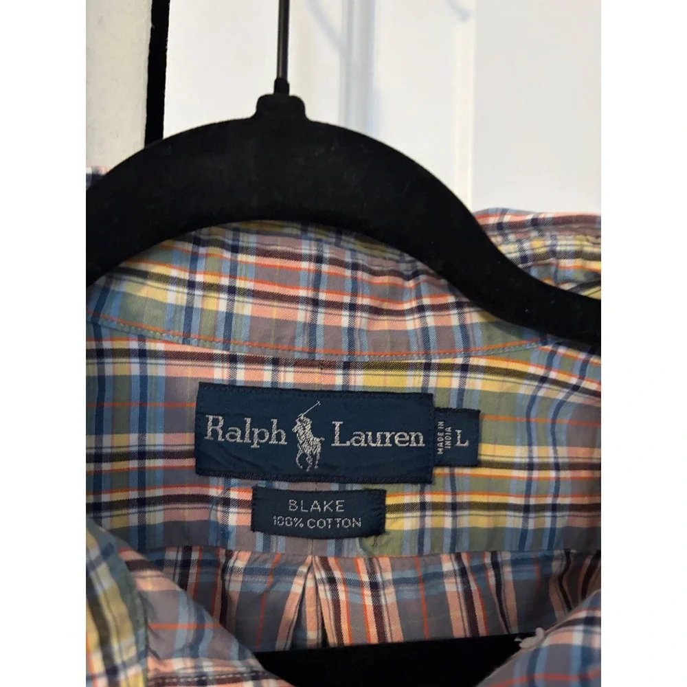 Polo Ralph Lauren Blake Mens Large Plaid Button Down‎ Shirt Multicolor Cotton L